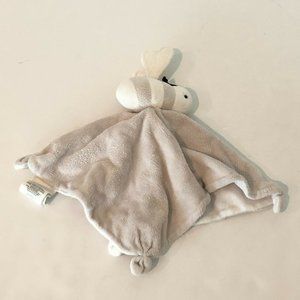 Burts Bees Bumble Bee Baby Lovey Security Blanket Organic Cotton Gray White